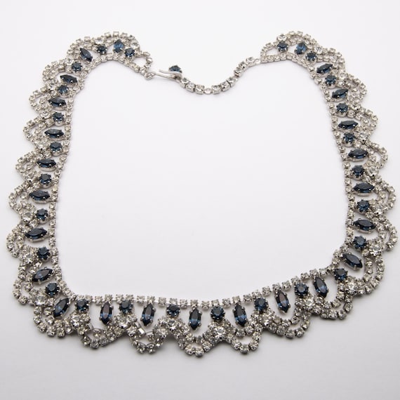 Vintage C1950s Diamante Sapphire Collar Necklace