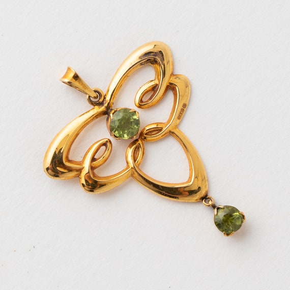 9ct Gold Peridot Pendant – Antique Art Nouveau Lavaliere