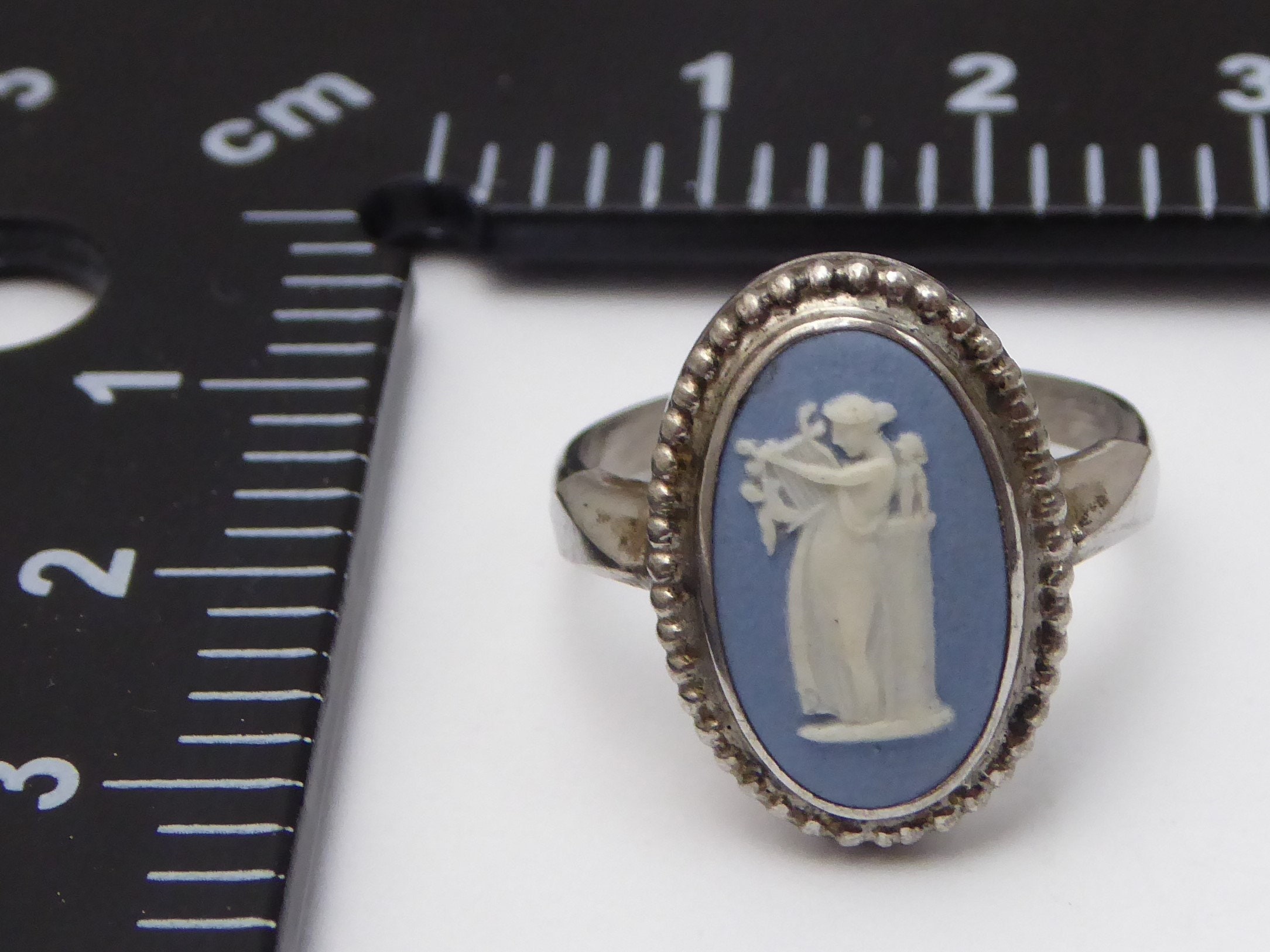 Vintage C1970s Wedgwood Sterling Silver Jasperware Cameo Ring