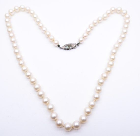 Vintage Sterling Silver Cultured Pearl Necklace – 7mm