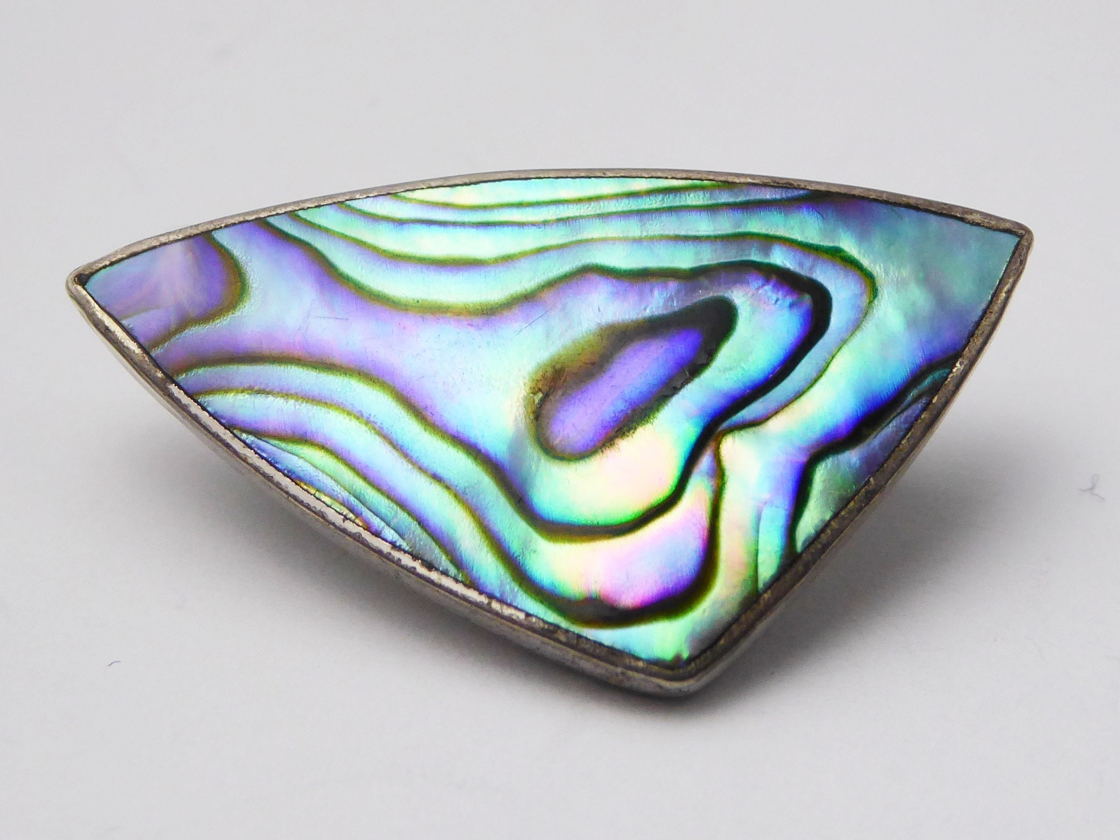 Vintage Sterling Silver & Abalone Brooch
