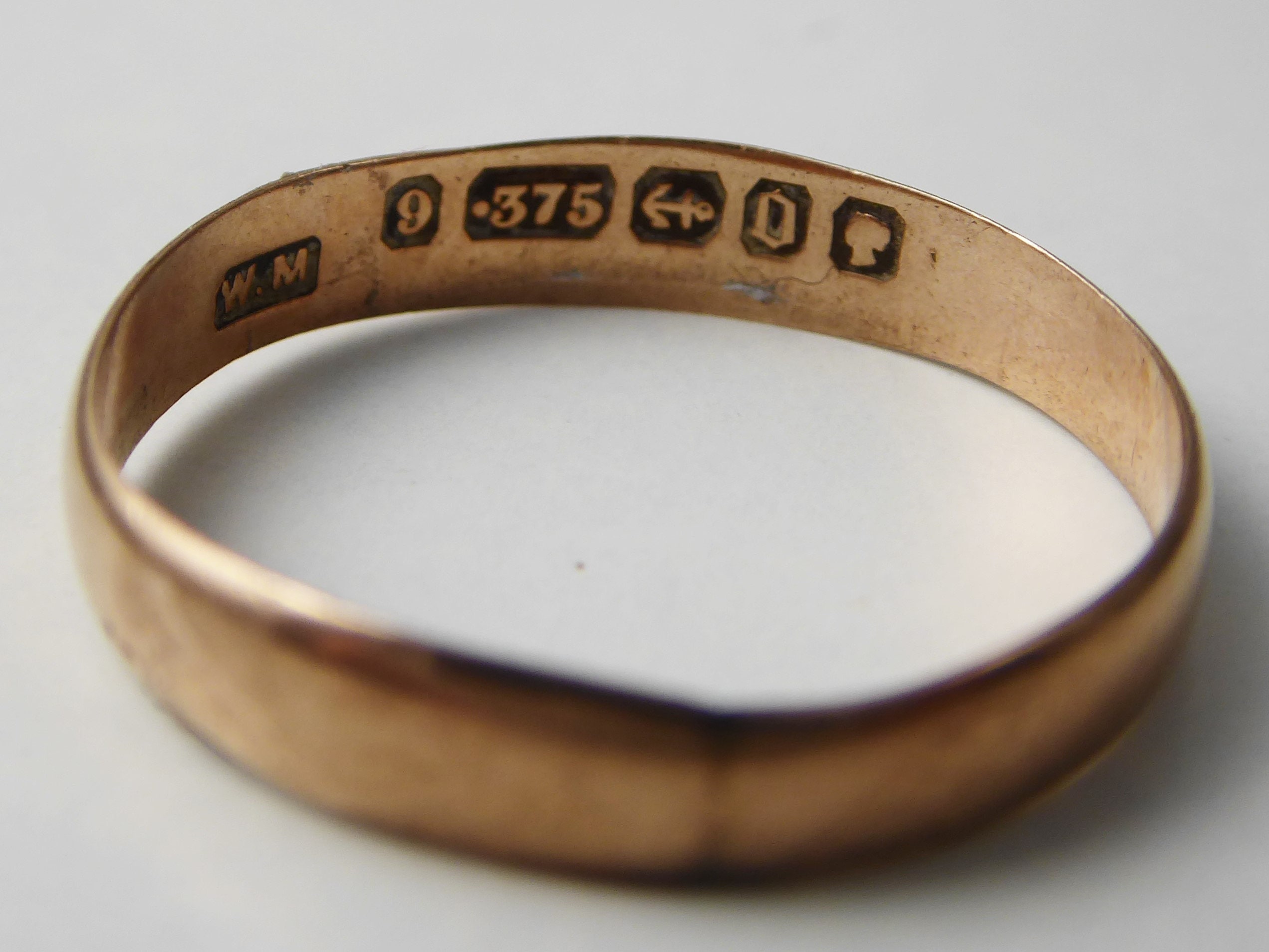 9ct Gold Wedding Ring / Rose Gold / Victorian / 1888