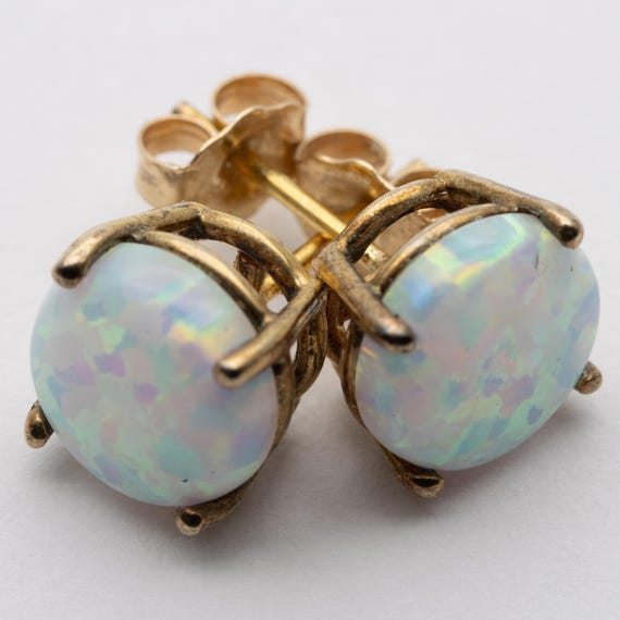 Vintage 14ct Yellow Gold Synthetic Opal Stud Earrings