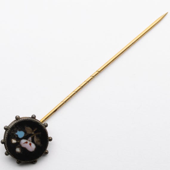 Antique Italian Victorian Pietra Dura Hardstone Stick Cravat Tie Pin