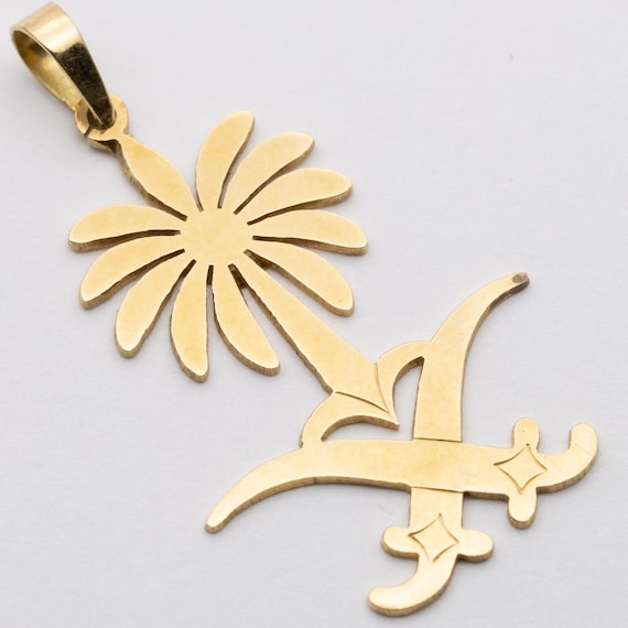 Vintage 14ct Yellow Gold Dubai Emblem Palm Tree Pendant
