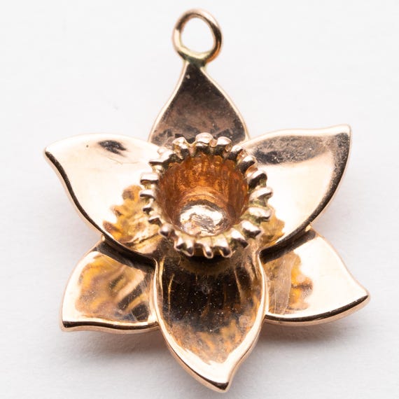 Vintage Clogau Welsh 9ct Rose Gold Daffodil Charm