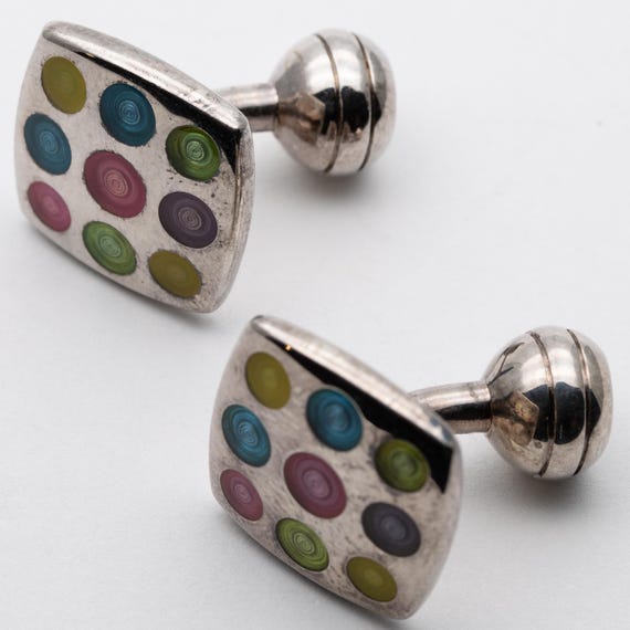 Vintage Sterling Silver & Enamel Charles Tyrwhitt Cufflinks