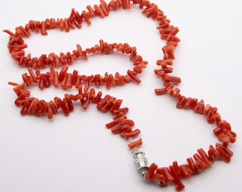 Vintage Salmon Coral Branch Necklace