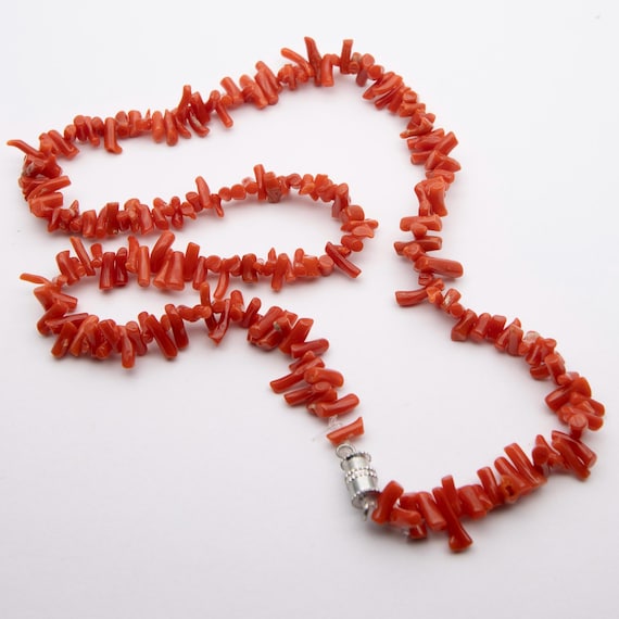 Vintage Salmon Coral Branch Necklace