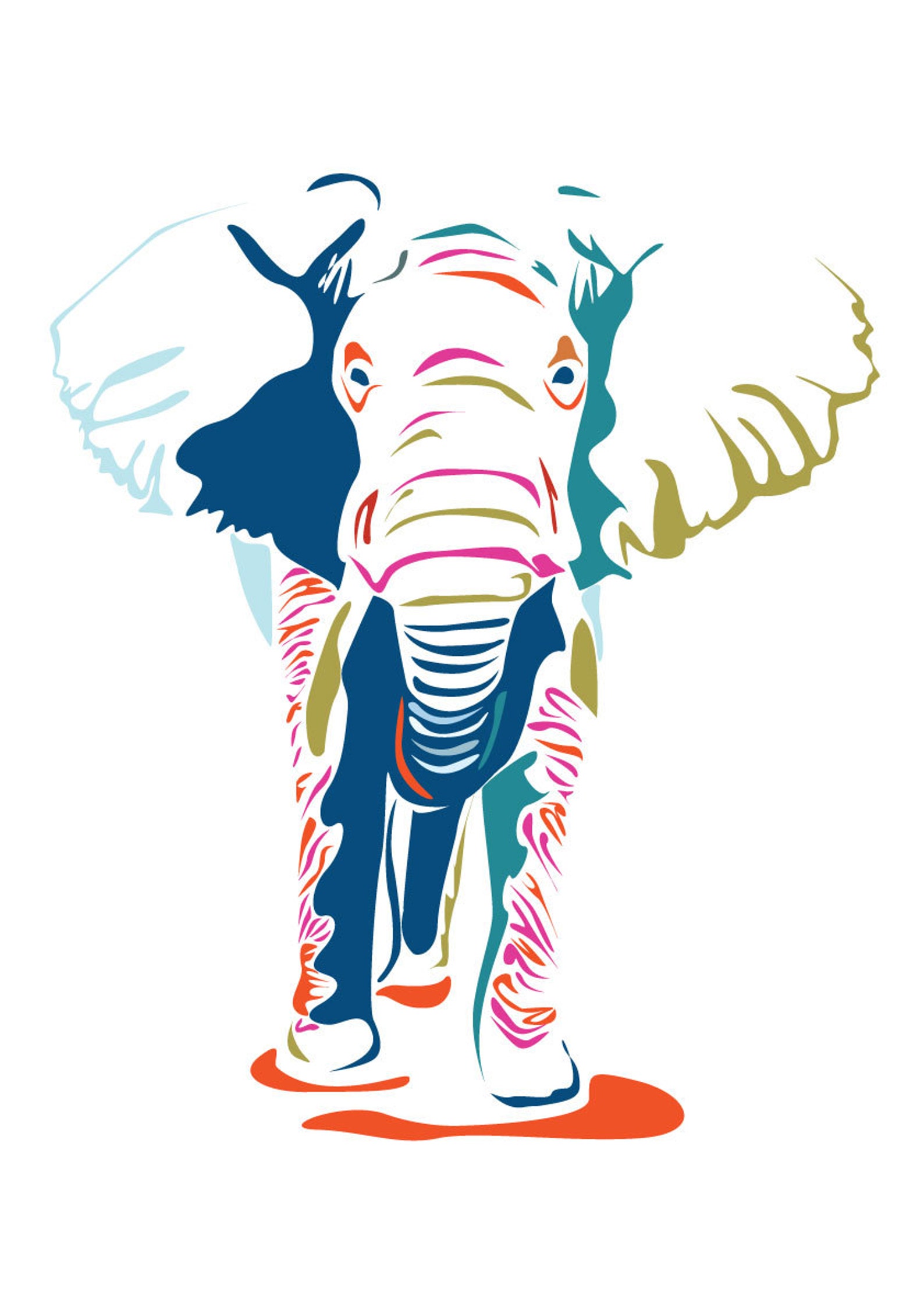 Psychedelic Elephant Art A3 Print | Etsy