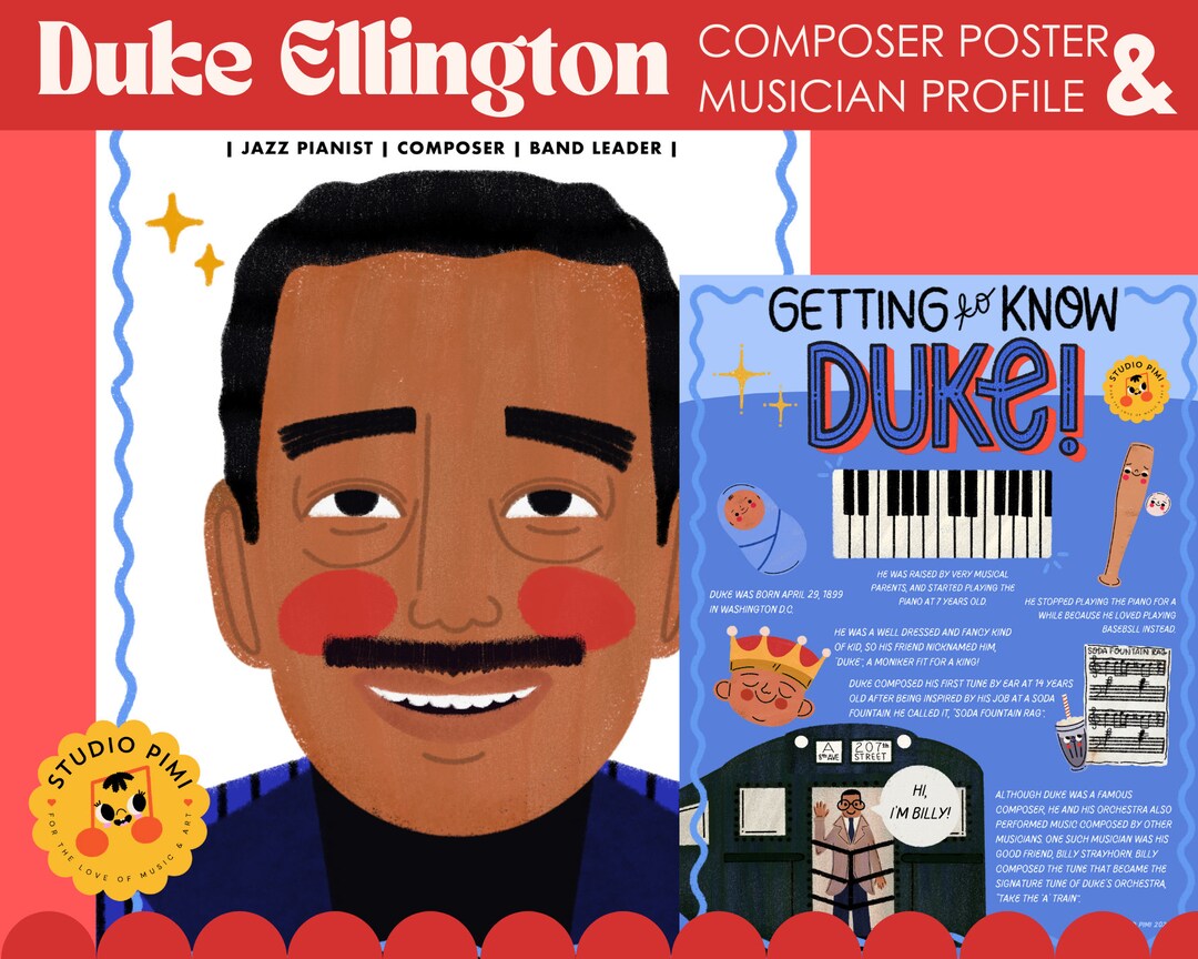All About Famous Musicians Poster Bio Duke Ellington Bulletin Board Black History Month ...