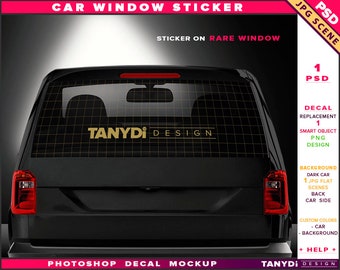 Download Free Car Window Stickers Photoshop Decal Mockup Cd 2 Stickers On PSD Mockup Template