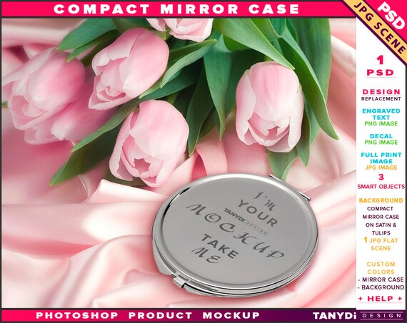 Compact Mirror Round Case Photoshop Mockup Cmc2  Closed Cosmetic