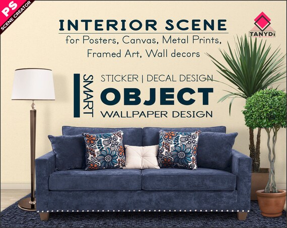 Download Free Interior Scene Creator Living Room Sc4 Blue Sofa Plants Mockup Iphone Whatsapp Psd All Free Mockups PSD Mockup Template