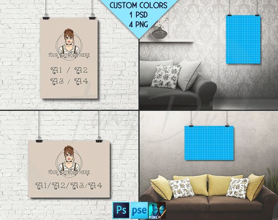 Download Free A1 A2 A3 A4 Portrait Landscape Poster Mockups (PSD) - Amazing Free PSD Mockups for Books ...