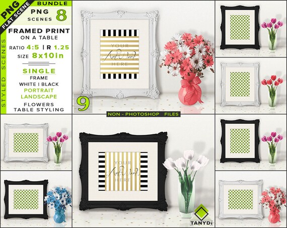 Download 8x10 Blank Portrait Landscape Frame Png Mockup Bundle Flowers Mockup Hp Psd PSD Mockup Templates