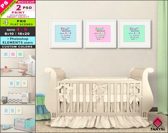 8x10 Frame On Nursery Wall Photoshop Print Mockup 4 Png Etsy