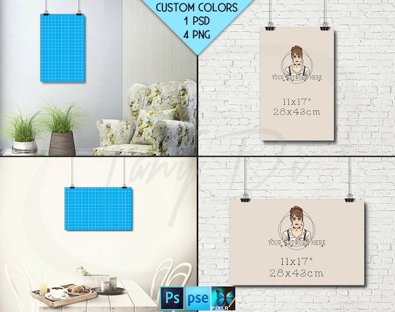 Download 11x17 Portrait Landscape Poster On Interior Wall Photoshop Free Psd Website Mockup Templates All Free Mockups