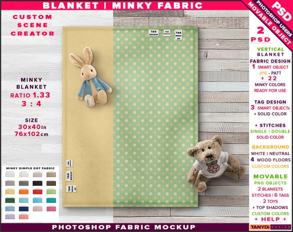 Top Full 30x40 Blanket Minky Fabric Photoshop Mockup Mb1