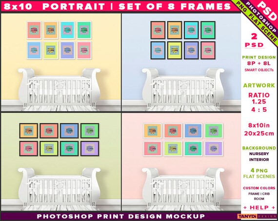 Nursery Interior Photoshop Print Mockup  Vertical Horizontal Set