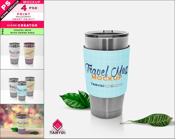 Travel Mug Photoshop Print Mockup Closed Thermo Mug With