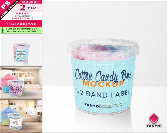 Cotton Candy Round Plastic Box Photoshop Print Mockup Transparent Cotton Candy Round Plastic Box Photoshop Print Mockup Transparent