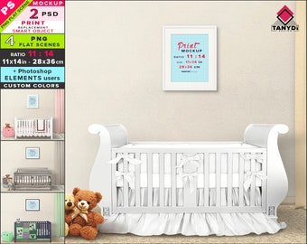 11x14 Frame On Nursery Wall Photoshop Print Mockup 4 Png Etsy