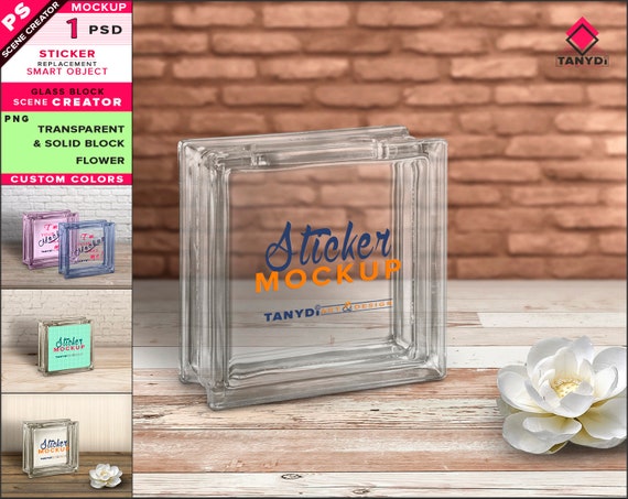 Decorative Glass Block Photoshop Sticker Mockup Glass Block On Decorative Glass Block Photoshop Sticker Mockup Glass Block On