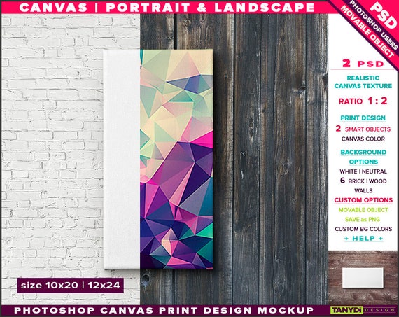 Canvas On Wall Photoshop Print Mockup 10x20