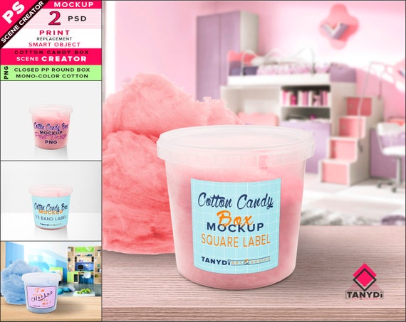 Download Free Cotton Candy Round Plastic Box Photoshop Print Mockup ...