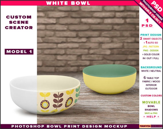 Download Free Bowl Photoshop Print Mockup Set Of 2 Bowls Scene Psd Logo 3d For Mockup T Shirt Free Mockup Logo Download