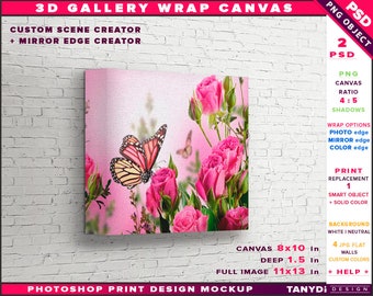 Download Gallery Wrap Canvas 1 5in Deep Photoshop Print Mockup 8x10 Landscape Canvas On Wall Custom Scene Creator Warp Edge Option File Mockup Psd T Shirt All Free Mockups PSD Mockup Templates