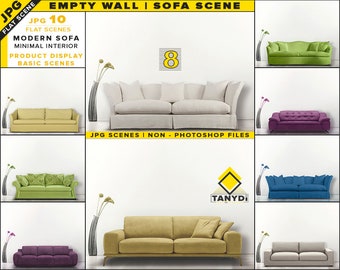 Download Free Modern Sofa Interior Blank Wall Mockup Bundle-8 | Styled Living Room Scenes | 10 JPG Room mockups | Wall Art, Decal Display - Scene Creator PSD Template