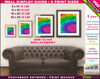 Download Wall Display Guide 4 Print Sizes Photoshop Mockup 8x10 11x14 16x20 20x24 Portrait Light Dark Wooden Frames Smart Object A6 Booklet Psd Mockup All Free Mockups Yellowimages Mockups