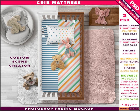 Download Free Crib Mattress Photoshop Fabric Mockup Ctm1 Mattress ...