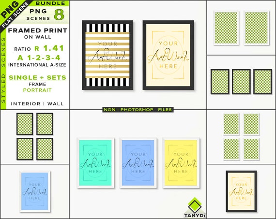 A1 A2 A3 A4 Blank Portrait Frame Mockup Bundle