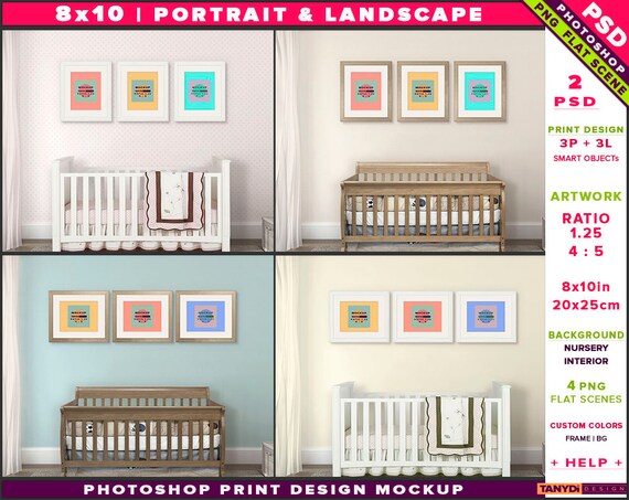 Nursery Interior Photoshop Print Mockup Portrait Landscape Set Free 3d Mockups Psd Download