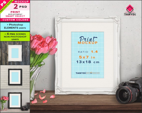 5x7 Black And White Ornate Frame On Table