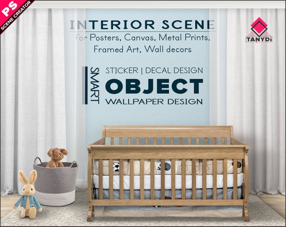 Download Interior Scene Creator Nursery Sc3 Wood Crib Basket Curtains Mockup Iphone Whatsapp Psd All Free Mockups PSD Mockup Templates