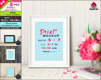8x10 Wide Wood Frame On Table Wall Photoshop Print Mockup Etsy