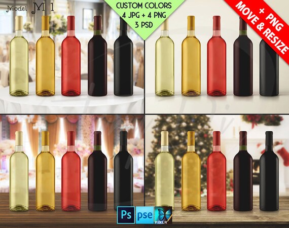 Set Of 5 Different Wine Bottles Wedding Xmas Table Set Of 5 Different Wine Bottles Wedding Xmas Table