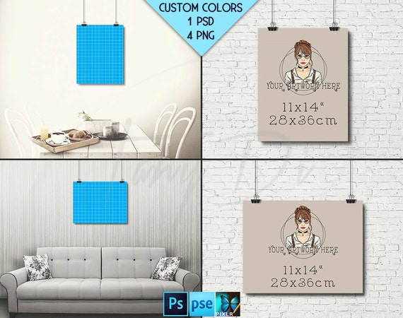11x14 Portrait Landscape Poster Mockups On Interior Wall 11x14 Portrait Landscape Poster Mockups On Interior Wall