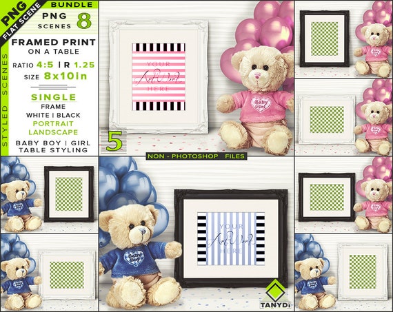 8x10 Blank Portrait Landscape Frame Mockup Bundle Baby Boy 8x10 Blank Portrait Landscape Frame Mockup Bundle Baby Boy