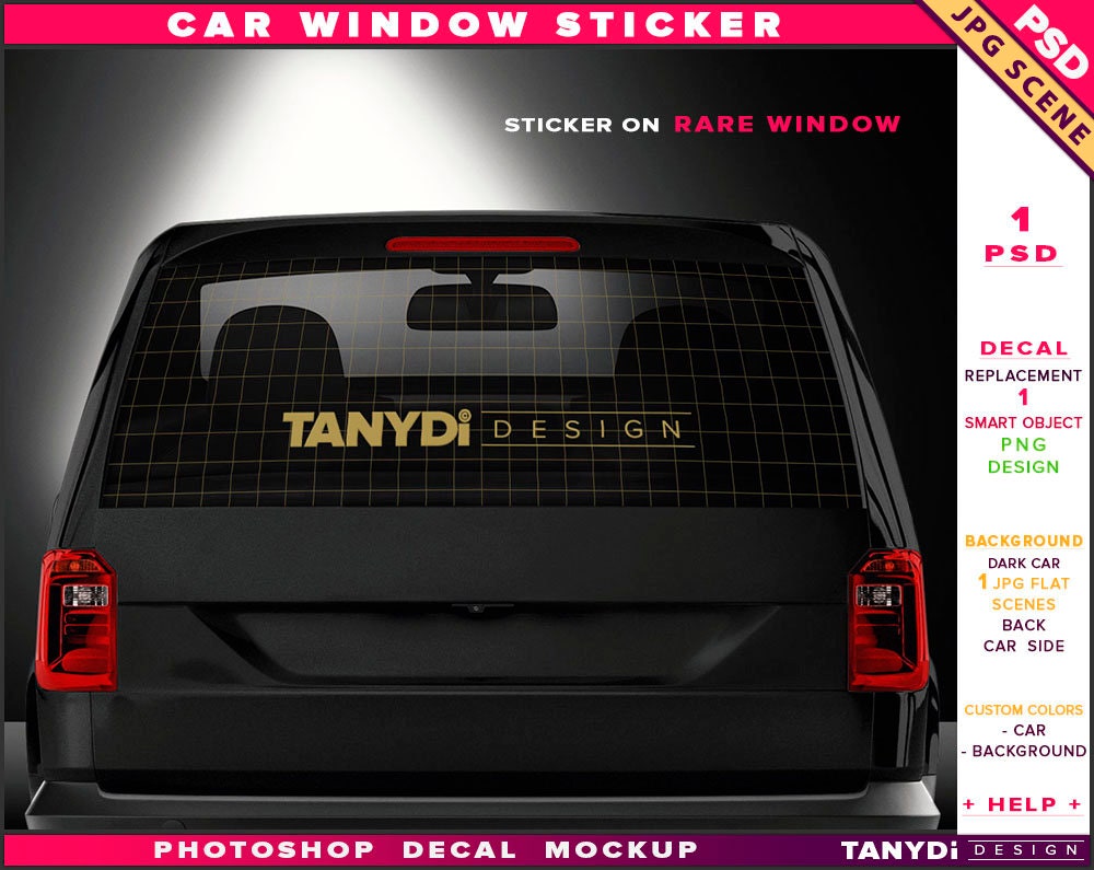 Download Car Window Stickers Photoshop Decal Mockup CD-2 Stickers on | Etsy