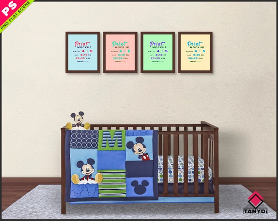 8x10 Frame On Nursery Wall Photoshop Print Mockup 4 Png Etsy