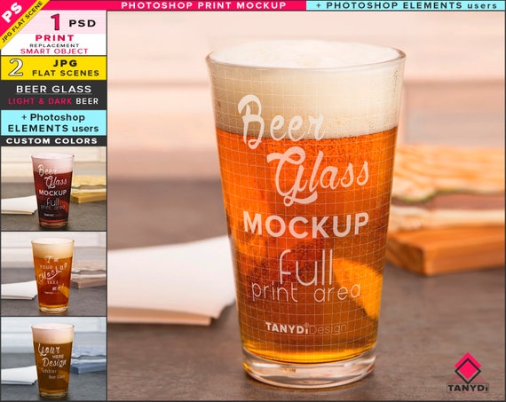 Download Beer Glass On Table Photoshop Print Mockup Blank Tumbler Etsy