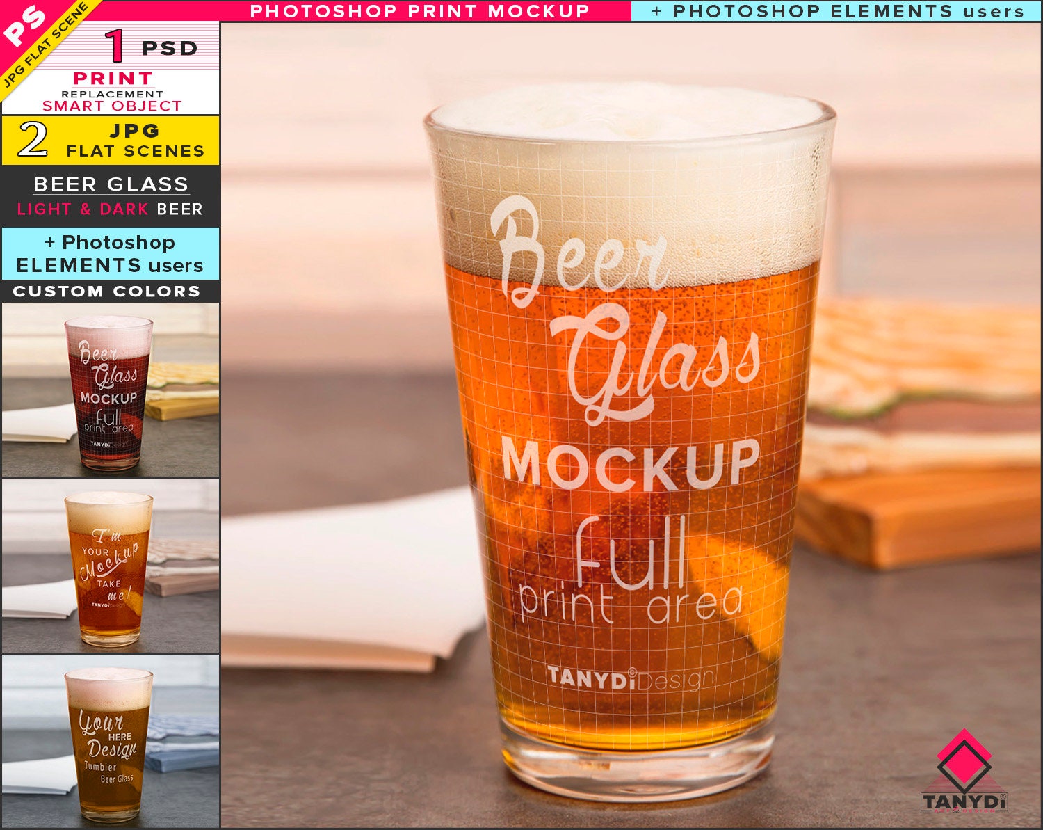 Download Beer Glass On Table Photoshop Print Mockup Blank Tumbler Etsy