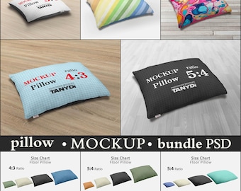 Rectangle Floor Fabric Pillow, Photoshop Photopea Front Fabric & Tag Mock-up, 30x40 24x30in, 90x120cm, Meditation Seating Cushion on Floor