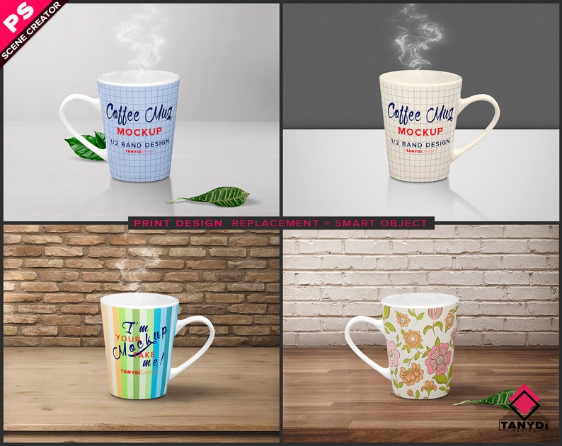 Download Coffee Mug 15oz Photoshop Print Mockup M14 PNG White Right ...