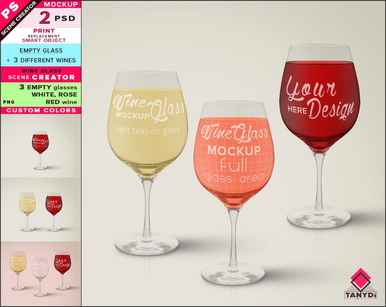 Download Free Print On Demand Wine Glasses PSD Mockups.